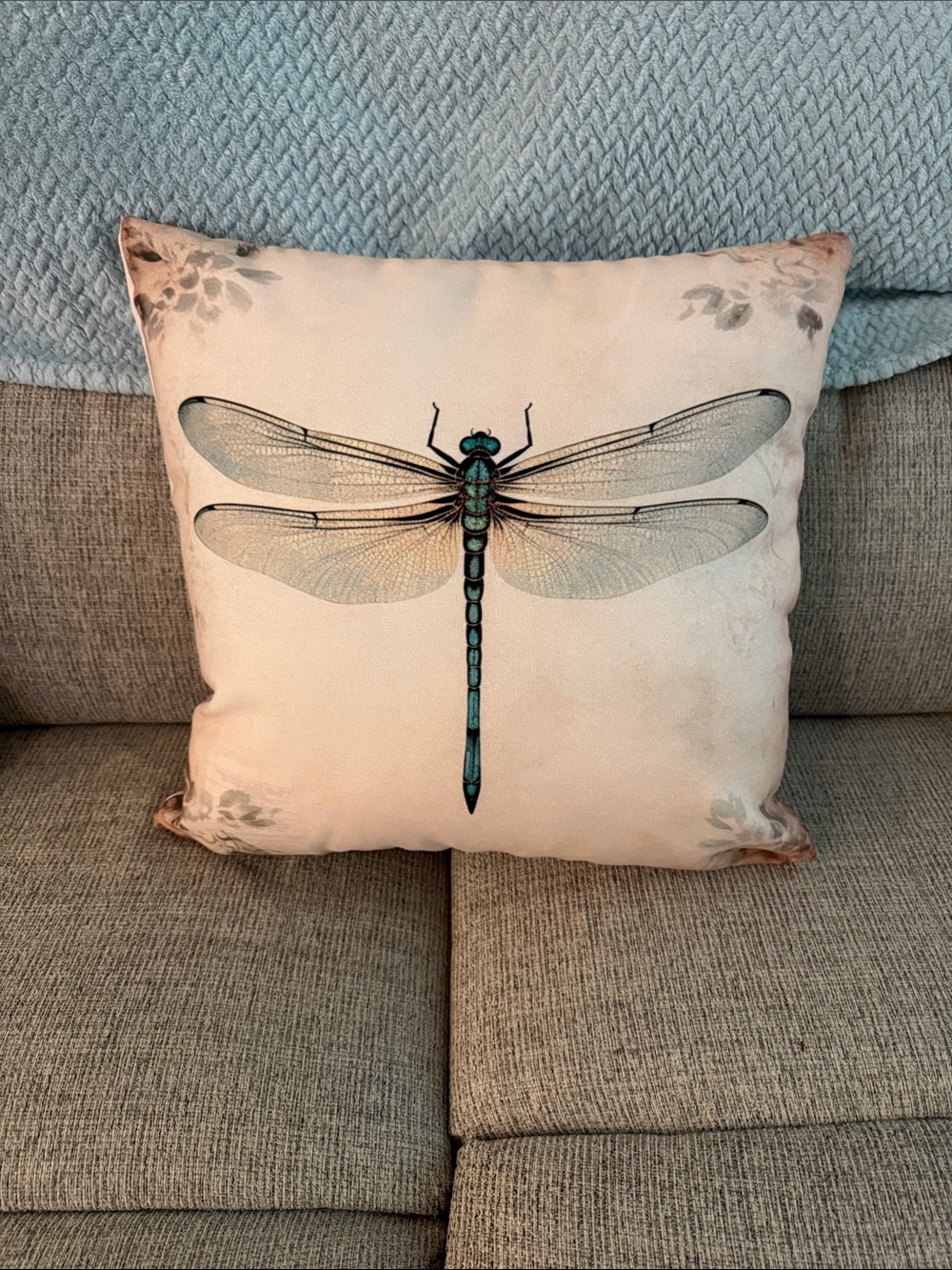 Dragonfly Decorative Throw Pillow – Double-Sided Design + Insert Included - Picture 4 of 7